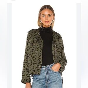 Rails Collins Linen Blend Green Leopard Utility Jacket Animal Print Size XL NWOT